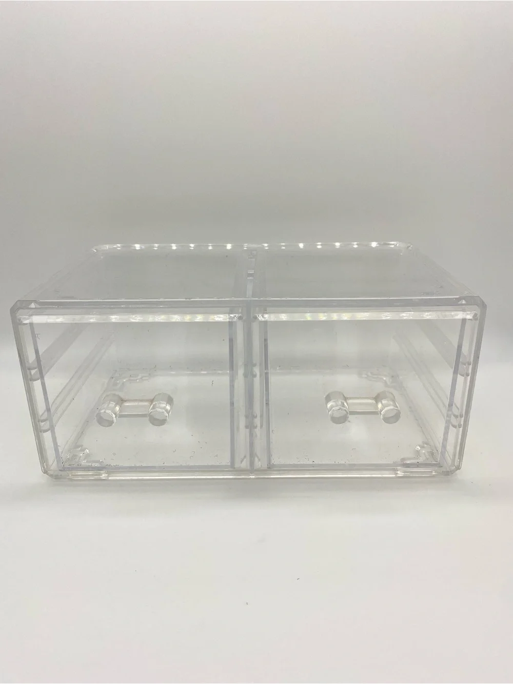Clear Acrylic 2 Compartment Drawer Storage Organizer